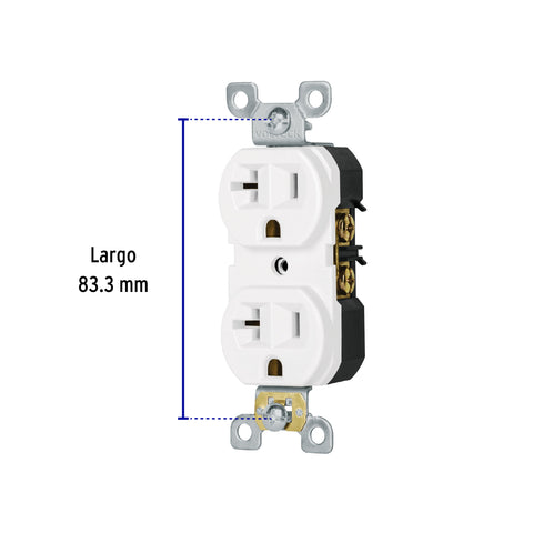 Contacto dúplex, 2 polos 3 hilos, 20 A, Standard, blanco | CODO-MSB | 47721