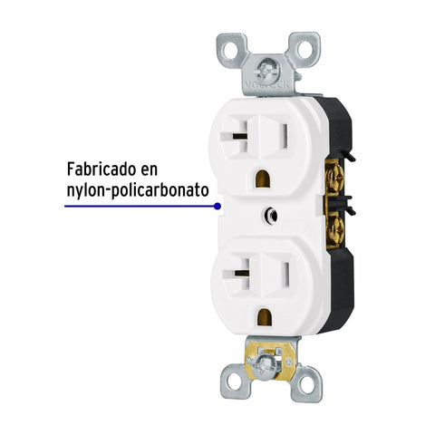 Contacto dúplex, 2 polos 3 hilos, 20 A, Standard, blanco | CODO-MSB | 47721