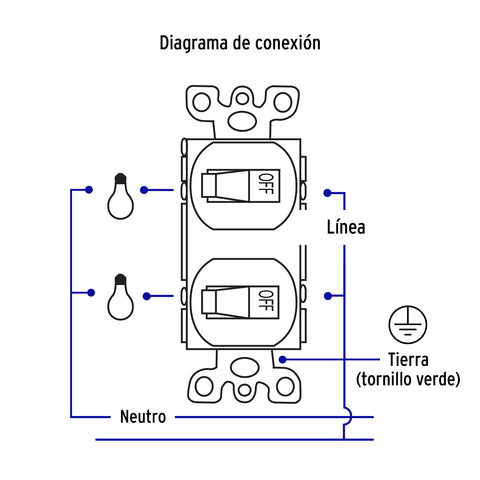 Interruptor dúplex de palanca, Standard, blanco, Volteck | APDO-SB | 47729