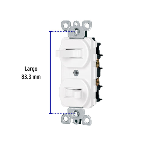 Interruptor dúplex de palanca, Standard, blanco, Volteck | APDO-SB | 47729