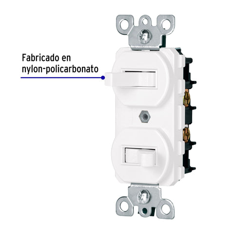 Interruptor dúplex de palanca, Standard, blanco, Volteck | APDO-SB | 47729