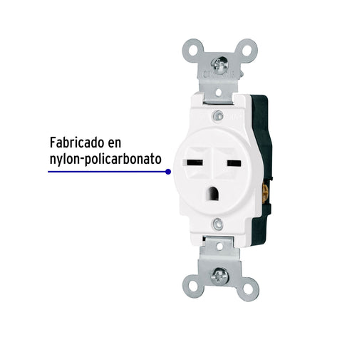Contacto sencillo, cara de chino, Standard, blanco, Volteck | COSE-CHSB | 47732
