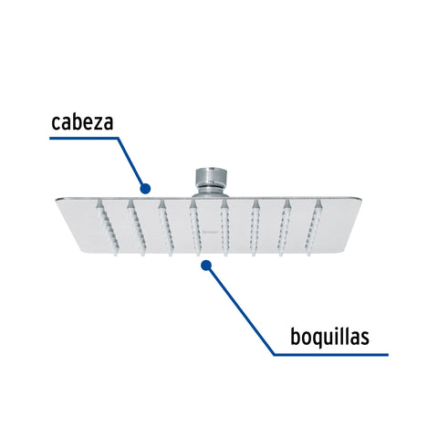 Regadera cuadrada 8', acero inox, sin brazo, cromo, TÚBIG | R-415S | 47739