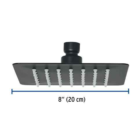 Regadera cuadrada 6', acero inox, sin brazo, negro, TÚBIG | R-414SM | 47749