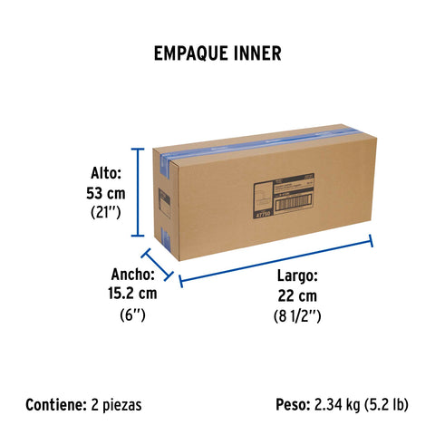 Regadera cuadrada 8', acero inox, con brazo, negro, TÚBIG | R-415M | 47750