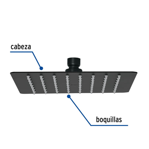 Regadera cuadrada 8', acero inox, sin brazo, negro, TÚBIG | R-415SM | 47751