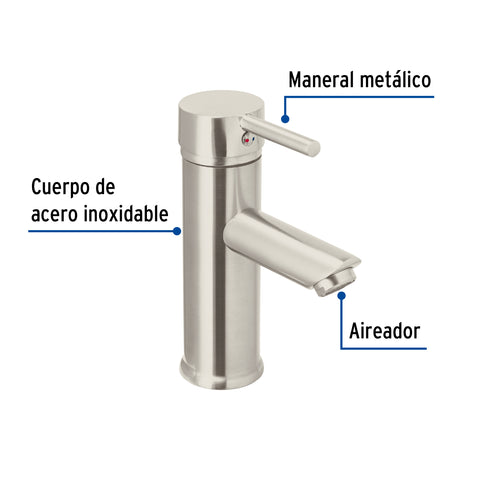 Monomando corto satín para lavabo, FOSET TÚBIG | TBM-46N | 47791