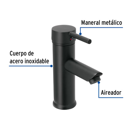 Monomando corto negro para lavabo, FOSET TÚBIG | TBM-46M | 47792