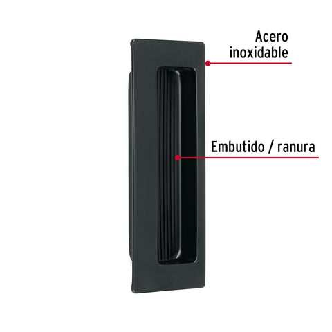 Jaladera de embutir cuadrada acabado negro, HERMEX | JALE-61 | 47799