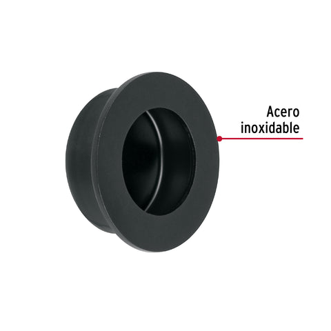 Jaladera de embutir circular No. 2 acabado negro | JALED-62 | 47801