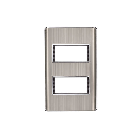 Placa de acero inox con 2 ventanas 1 módulo, línea Lisboa | PPDO-LA | 47817