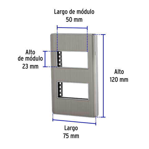 Placa de acero inox con 2 ventanas 1 módulo, línea Lisboa | PPDO-LA | 47817