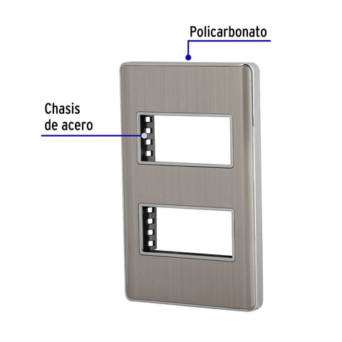 Placa de acero inox con 2 ventanas 1 módulo, línea Lisboa | PPDO-LA | 47817