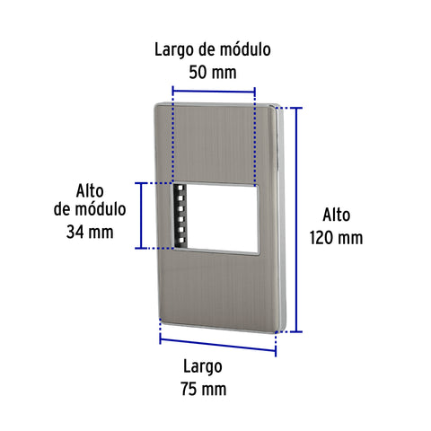 Placa de acero inox con 1 ventana 1.5 módulos, línea Lisboa | PPSE15-LA | 47818
