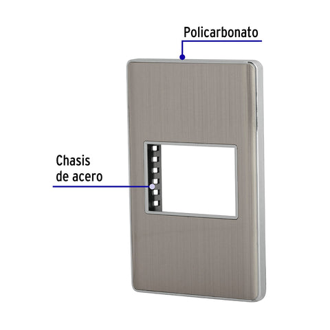 Placa de acero inox con 1 ventana 1.5 módulos, línea Lisboa | PPSE15-LA | 47818