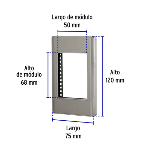 Placa de acero inox con 1 ventana 3 módulos, línea Lisboa | PPTR-LA | 47819