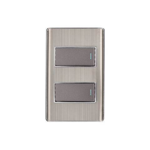 Placa armada acero inox con 2 interruptores 1 módulo, Lisboa | PA-APDO1-LA | 47834