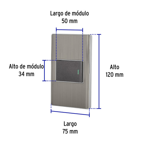 Placa armada acero inox 1 interruptor 1.5 módulos, Lisboa | PA-APSE15-LA | 47838