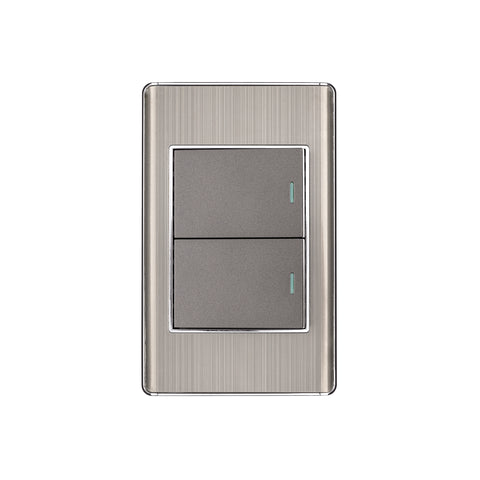 Placa armada acero inox 2 interruptores 1.5 módulos, Lisboa | PA-APDO15-LA | 47840