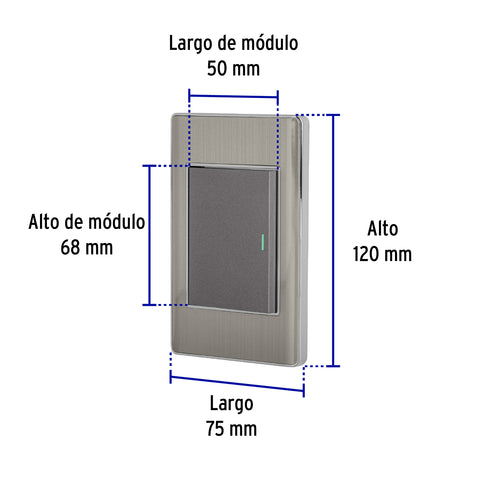 Placa armada acero inox 1 interruptor 3 módulos, Lisboa | PA-APSE3-LA | 47842