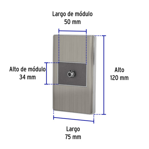 Placa armada acero inox 1 toma de TV, 1.5 módulos, Lisboa | PA-TV-LA | 47852