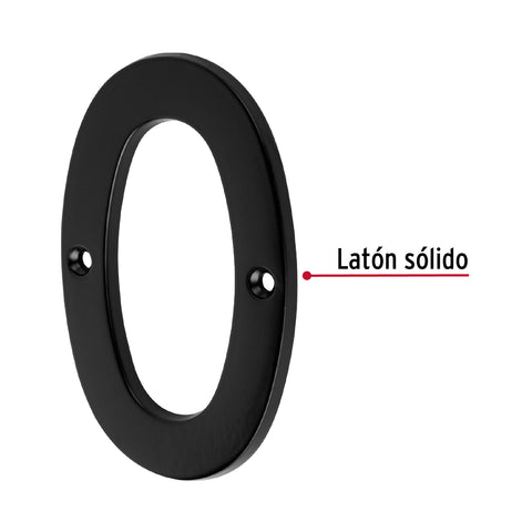 Número 0 de latón sólido 4', negro, HERMEX | NUCH-0N | 47853