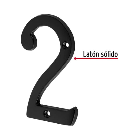 Número 2 de latón sólido 4', negro, HERMEX | NUCH-2N | 47855