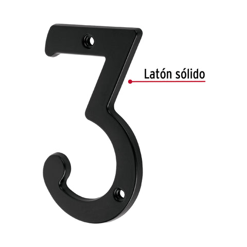 Número 3 de latón sólido 4', negro, HERMEX | NUCH-3N | 47856