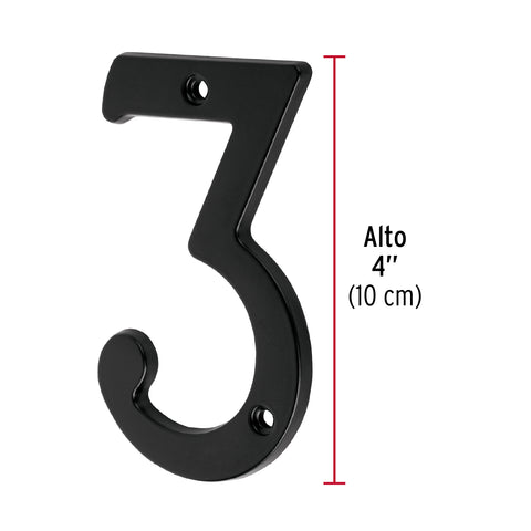 Número 3 de latón sólido 4', negro, HERMEX | NUCH-3N | 47856