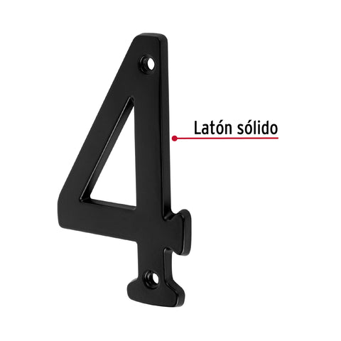 Número 4 de latón sólido 4', negro, HERMEX | NUCH-4N | 47857