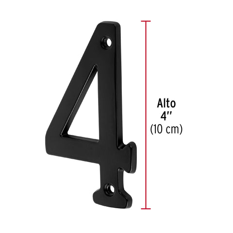 Número 4 de latón sólido 4', negro, HERMEX | NUCH-4N | 47857