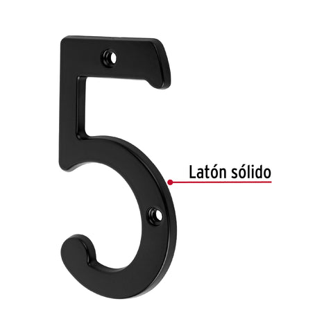 Número 5 de latón sólido 4', negro, HERMEX | NUCH-5N | 47858