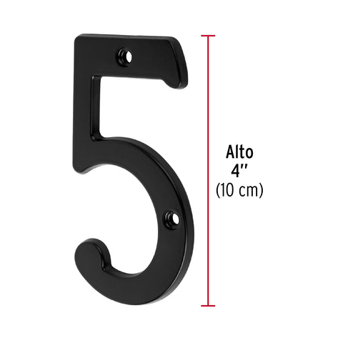 Número 5 de latón sólido 4', negro, HERMEX | NUCH-5N | 47858