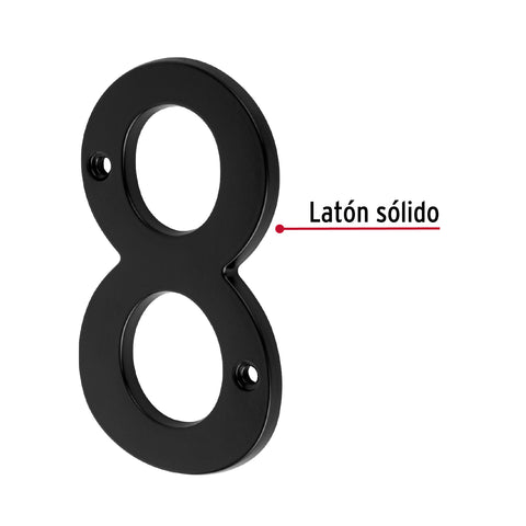 Número 8 de latón sólido 4', negro, HERMEX | NUCH-8N | 47861