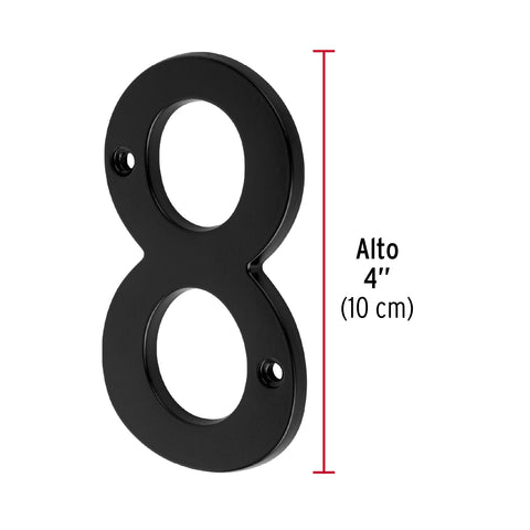 Número 8 de latón sólido 4', negro, HERMEX | NUCH-8N | 47861
