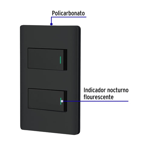 Placa armada negra con 2 interruptores 1 módulo, Lisboa | PA-APDO1-LN | 47887