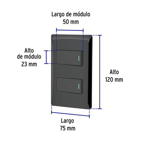 Placa armada negra 1 interruptor y 1 de 3 vías 1 mód,Lisboa | PA-APDO1-ELN | 47888