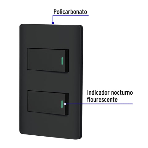 Placa armada negra 1 interruptor y 1 de 3 vías 1 mód,Lisboa | PA-APDO1-ELN | 47888