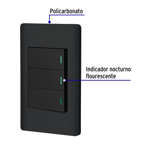 Placa armada negra 2 interruptores 1 de 3 vías 1 mód,Lisboa | PA-APTR-ELN | 47890