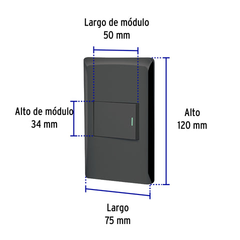 Placa armada negra 1 interruptor 1.5 módulos, Lisboa | PA-APSE15-LN | 47891