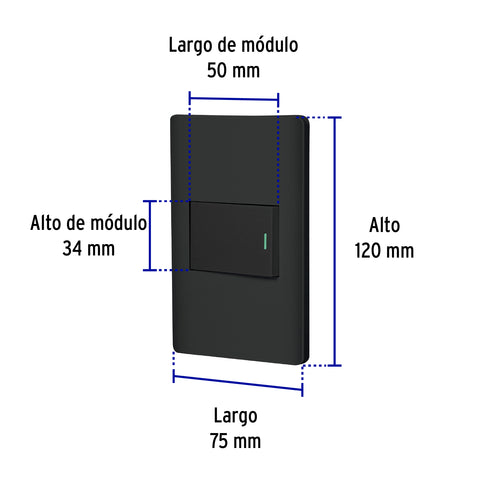 Placa armada negra 1 interruptor de 3 vías 1.5 mód, Lisboa | PA-APSE15-ELN | 47892