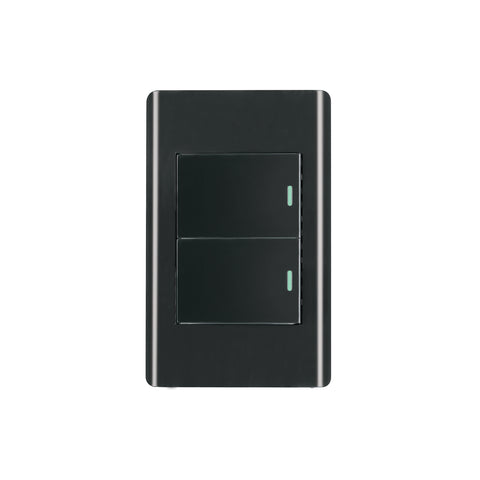Placa armada negra 2 interruptores 1.5 módulos, Lisboa | PA-APDO15-LN | 47893