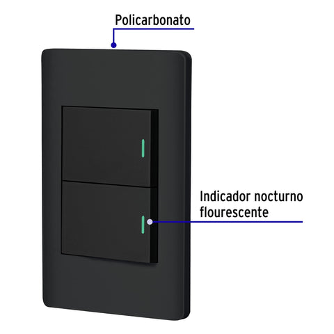 Placa armada negra 1 interruptor y 1 de 3vías 1.5mód,Lisboa | PA-APDO15-ELN | 47894