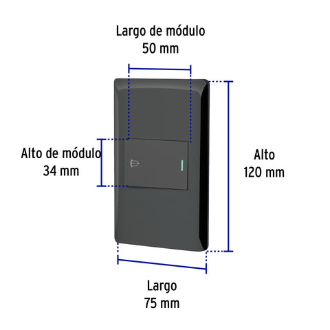 Placa armada negra 1 interruptor de timbre 1.5 mód, Lisboa | PA-TI-LN | 47896