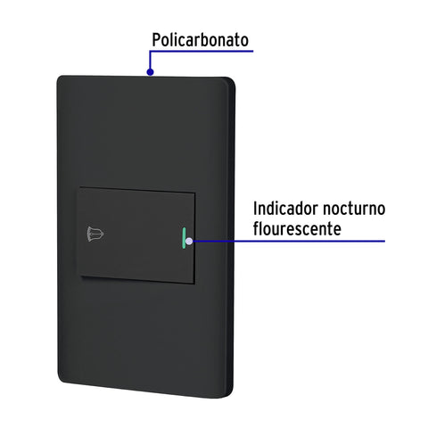 Placa armada negra 1 interruptor de timbre 1.5 mód, Lisboa | PA-TI-LN | 47896