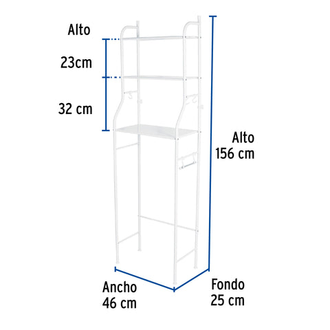 Mueble organizador blanco para baño con 3 repisas, FOSET | OWC-3 | 47907