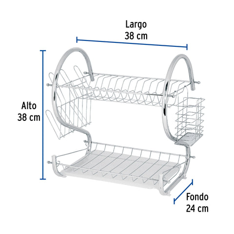 Escurridor de acero cromado con 2 niveles para trastes | ETR-2 | 47908