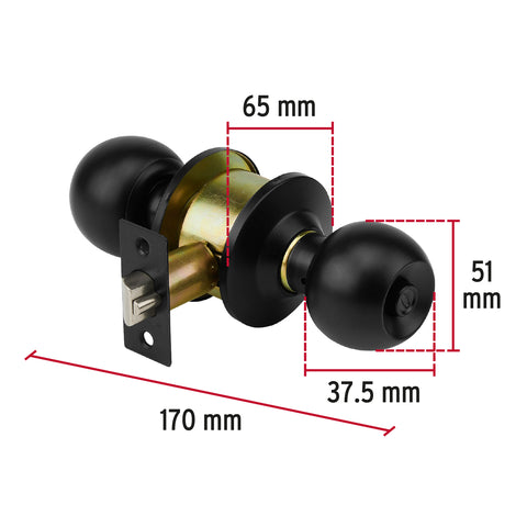 Cerradura pomo, negro, esfera, recámara, HERMEX | CEPO-61R | 47910