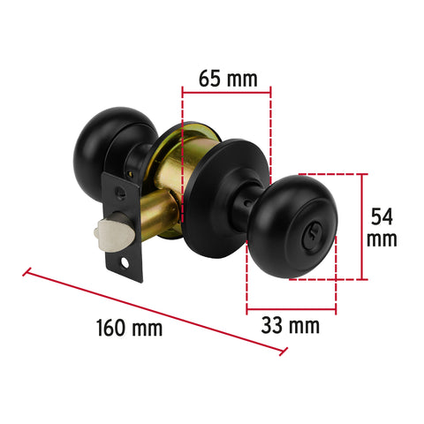 Cerradura pomo, negro, oval, recámara, HERMEX | CEPO-62R | 47913