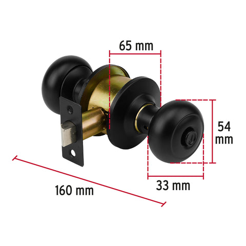 Cerradura pomo, negro, oval, baño, HERMEX | CEPO-62B | 47914